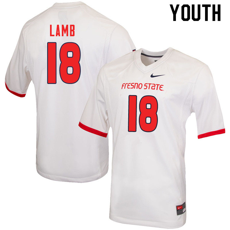 Youth #18 Nate Lamb Fresno State Bulldogs College Football Jerseys Sale-White - Click Image to Close